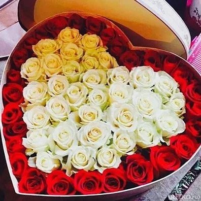 75 Роз.Высота 40см. Коробка сердце