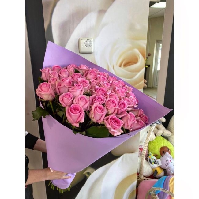 Роза Ревиваль (розовая). Букет из 51 розы. Высота 70 см