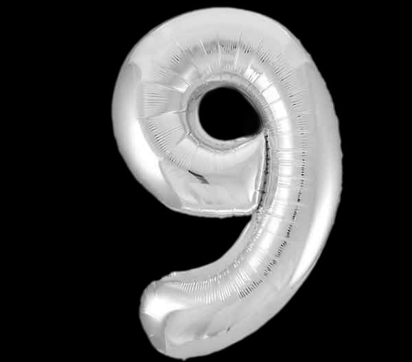 Шар фольгированная цифра 9